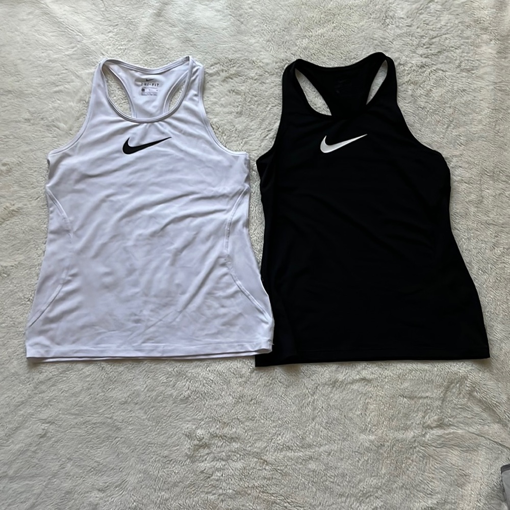 nike dri-fit swoosh tank tops (girls size L)